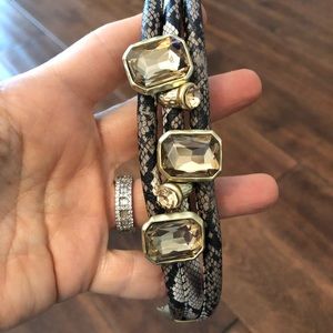 Faux leather crystal bracelet